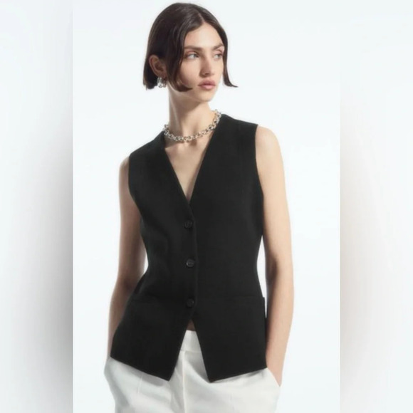 COS Black Longline Knitted Wool Vest size XS (New) - Picture 1 of 6